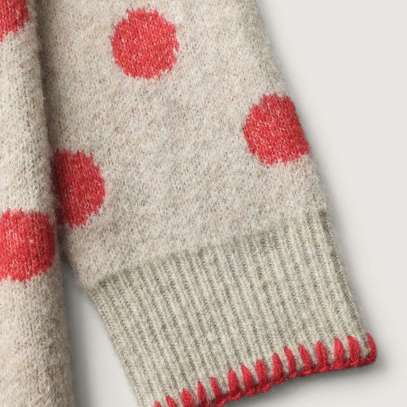 NEW Womens Sweater Polka Dots Jacquard Buttons Knit Cardigan NWT wool blend chic - Picture 5 of 7